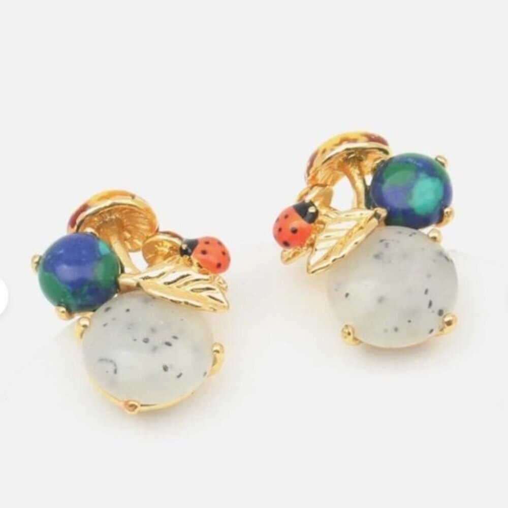 Les NEREIDES Mushroom Ladybug 🐞 Gold tone
